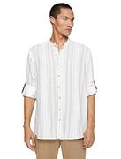 Paski - Koton Męski Basic Mandarin Collar Long Sleeve Buttoned Shirt, Beżowy pasek (23N), S - miniaturka - grafika 1
