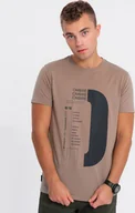 Koszulki męskie - Ombre T-shirt męski bawełniany z nadrukiem - jasnobrązowy V2 OM-TSPT-0166 S - miniaturka - grafika 1