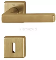 Klamki - Dallas - Klamki z mosiądzu z kwadratowym szyldem, mosiądz satynowy F78-1 Resista - miniaturka - grafika 1