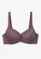 Biustonosze - Fioletowy Biustonosz z Koronką Push-Up na Regulowanych Ramiączkach Seraine - miniaturka - grafika 1