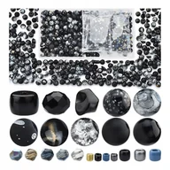 Zestawy biżuterii dla kobiet - Koraliki zestaw DIY do bransoletek i naszyjników mix 900 szt. czarne - miniaturka - grafika 1