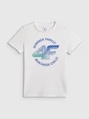 Koszulki dla chłopców - 4F T-shirt loose z nadrukiem chłopięcy - biały 164 (13-14 lat) - miniaturka - grafika 1