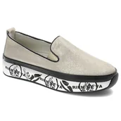 Półbuty damskie - Złote Półbuty S.Barski Wygodne Buty Na Platformie - miniaturka - grafika 1