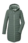 Płaszcze damskie - killtec Damski pikowany płaszcz/płaszcz funkcyjny o wyglądzie puchu z odpinanym kapturem KOW 96 WMN QLTD CT, zielono-szary, 44, 41812-000 - miniaturka - grafika 1