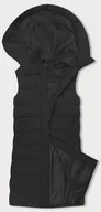 Kamizelki damskie - DŁUGA PUCHOWA KAMIZELKA DAMSKA CZARNA (5M3157-392) - J STYLE - miniaturka - grafika 1