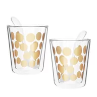 Szklanki - Zestaw 2 szklanek z łyżeczkami Zak! Designs Dot Dot, złote, 200 ml - miniaturka - grafika 1