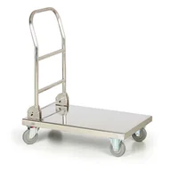 Wózki magazynowe - B2B Partner Nierdzewny wózek platformowy ze składaną rękojeścią, 720x410 mm WT-B00101 - miniaturka - grafika 1
