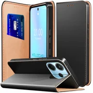 Etui i futerały do telefonów - Etui z Klapką do Xiaomi Redmi Note 14 4G / 5G Skórzane, Czarne, Kabura - miniaturka - grafika 1