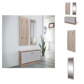 Szafki łazienkowe - Wieszak do przedpokoju 3 w 1 szafka na buty wywrotka lustro - Wieszaki i szafki na buty - miniaturka - grafika 1