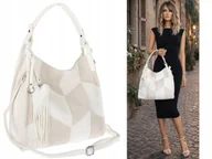 Torebki damskie - Torebka Damska Listonoszka Worek Shopper Torba na Ramię MC675 biała - miniaturka - grafika 1