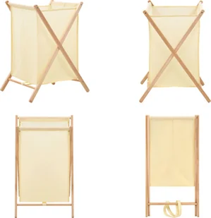vidaXL Kosz na pranie z drewna cedrowego i tkaniny Beżowy 42x41x64 cm - Kosz na pranie - Kosz na pranie - Pojemnik na pranie - Pudełko na pranie - Kosze na bieliznę - miniaturka - grafika 1