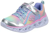 Buty dla dziewczynek - Skechers Dziewczęce sneakersy Heart Lights Rainbow Lux, Silver Multi Sparkle Mesh Multi Trim, 33 EU - miniaturka - grafika 1