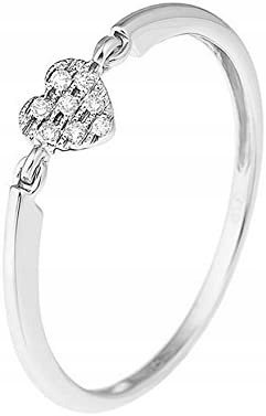 PIERŚCIONEK SERCE 17,7 mm DIAMENTY ZŁOTO 9 ct 375