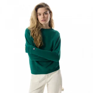 Damska bluza dresowa nierozpinana bez kaptura Champion Legacy Crewneck Sweatshirt - zielona - Bluzy damskie - miniaturka - grafika 1