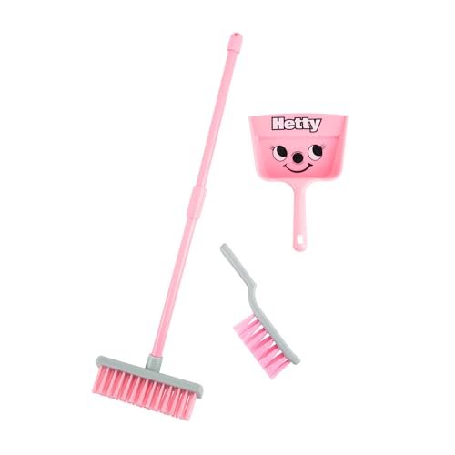 Casdon Zestaw pędzli Hetty | kolorowe zabawki do czyszczenia dla dzieci 3+ | Encourages Learning & Role Play | Broom, Brush, Dustpan Included!