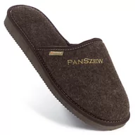 Kapcie męskie - PanSzew Kapcie Męskie z WEŁNY NATURALNEJ Klasyczne Pantofle PREMIUM Brązowe 40-46 - miniaturka - grafika 1