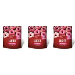 Delecta Lukier dekoracyjny różowy zestaw 3 x 80 g - Dodatki do ciast w proszku - miniaturka - grafika 1