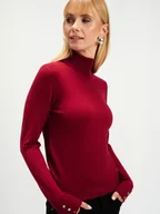 Swetry damskie - Bordowy sweter z golfem - miniaturka - grafika 1