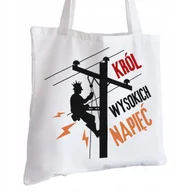 Torby i wózki na zakupy - Torba Bawełniana biała dla Elektryka Na Prezent ekologiczna Trwały Nadruk - miniaturka - grafika 1