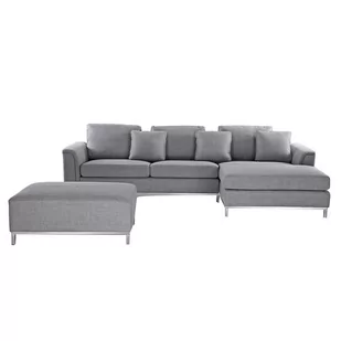 Sofa narozna z pufa w kolorze jasnoszarym - kanapa tapicerowana - OSLO - Narożniki - miniaturka - grafika 1