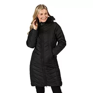 Kurtki damskie - Regatta Damska kurtka Fritha Insulated Lined Baffle Quilted Hooded Jacket, czarny, XXL - miniaturka - grafika 1