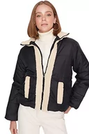 Płaszcze damskie - TRENDYOL Women's damska kurtka oversize puffer colorblock tkanina tkanina tkanina zimowa płaszcz, czarna, XS, Schwarz, XS - miniaturka - grafika 1