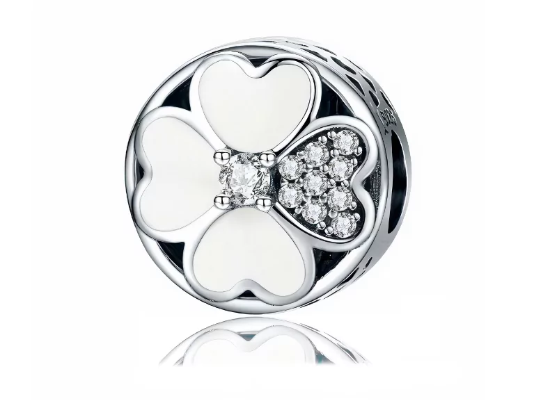 Pandora Valerio.pl Rodowany srebrny charms do kwiaty flowers cyrkonie cyrkonie srebro 925 BEAD087 BEAD087