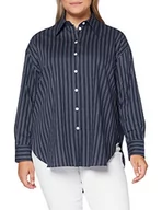 Bluzki damskie - Seidensticker Damska bluzka – modna bluzka – bluzka koszulowa z kołnierzem bluzowym – oversize Fit – długi rękaw, Dark Sapphire, 38 PL - miniaturka - grafika 1