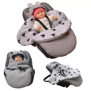 Culbaby, Śpiworek Myszka do wózka/fotelika/gondoli, wafel szary/bawełna myszka - Śpiworki dla dzieci Culbaby, Śpiworek Myszka do wózka/fotelika/gondoli, wafel szary/bawełna myszka - Śpiworki dla dzieci - miniaturka - grafika 1