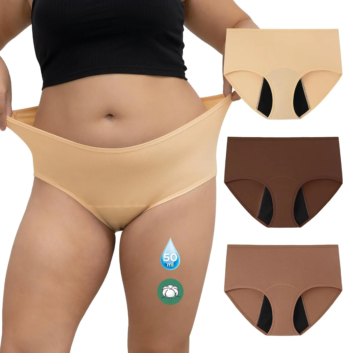 Majtki menstruacyjne INNERSY duże rozmiary 52-54 3 sztuki