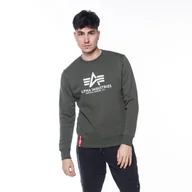 Bluzy męskie - Alpha Industries BASIC SWEATER DARK OLIVE - miniaturka - grafika 1