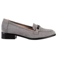 Mokasyny damskie - Mokasyny Na Niskim Obcasie VINCEZA szare - Vinceza - miniaturka - grafika 1