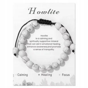 Bransoletka Regulowana z Kamienia Naturalnego Howlit Amulet Spokoju - Bransoletki - miniaturka - grafika 1
