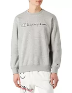 Bluzy męskie - Champion Męska bluza polarowa z okrągłym dekoltem z logo Rochester 1919, szary melanż (Nogm), L, Szary melanż (Nogm), L - miniaturka - grafika 1