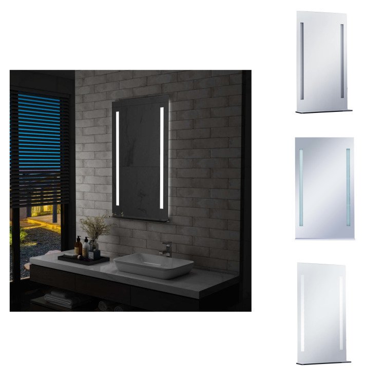 vidaXL Lustro łazienkowe z diodami LED i półką 60x100 cm - Lustro