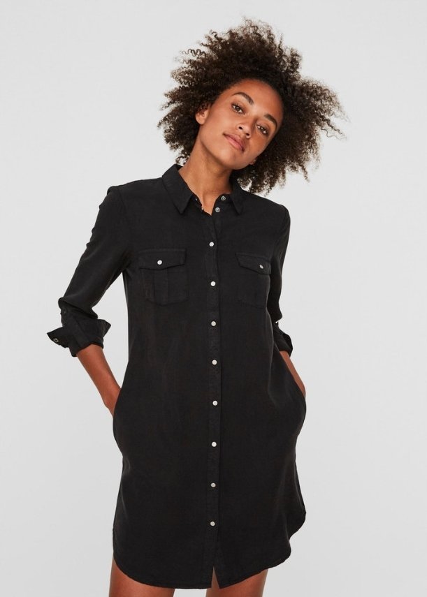 VERO MODA SUKIENKA KOSZULOWA CZARNA CASUAL XL 16EA