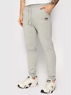 Spodnie męskie - Alpha Industries Spodnie dresowe Basic Jogger 116370 Szary Slim Fit - miniaturka - grafika 1