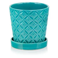 Donice - Donica ceramiczna z podstawkiem turkusowa 15 cm - miniaturka - grafika 1