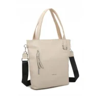 Torebki damskie - Pojemna Torebka Damska Shopper Worek A4 LUIGISANTO Beżowa Skóra Eko - miniaturka - grafika 1