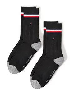 Tommy Hilfiger Kultowe skarpety sportowe dla dzieci (2 sztuki), Czarny - Skarpetki damskie - miniaturka - grafika 1