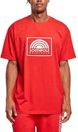 Koszulki męskie - Southpole Męski T-shirt kwadratowy z logo, prosty T-shirt dla mężczyzn z nadrukiem logo, krój oversize, dostępny w wielu kolorach, rozmiary S - XXL, Southpole czerwony, XL - miniaturka - grafika 1