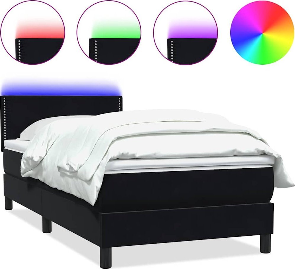 Łóżko kontynentalne z materacem, czarne, 80x220 cm