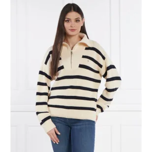 Tommy Hilfiger Sweter CO CARDI STITCH 1/2 ZIP SWT | Loose fit - Swetry damskie - miniaturka - grafika 1