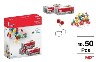 Mp Main Paper Kolorowe pinezki 11mm okrągła główka 10x50szt - Pinezki - miniaturka - grafika 1