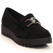 Mokasyny damskie - Mokasyny damskie na platformie eko zamsz czarne Sergio Leone - miniaturka - grafika 1