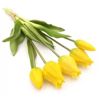 Sztuczne kwiaty - Tulipany silikonowe jak żywe żółte bukiet 5 sztuk gumowe 39 cm - miniaturka - grafika 1