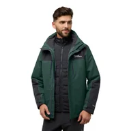 Kurtki męskie - Męska kurtka 3w1 Jack Wolfskin JASPER 3IN1 JKT M black olive - XXL - miniaturka - grafika 1