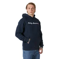 Bluzy męskie - Męska bluza z kapturem Helly Hansen Core Graphic Sweat Hoodie navy - M - miniaturka - grafika 1