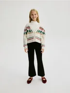 Spodnie i spodenki dla dziewczynek - Reserved - Jeansy flare high waist - czarny - miniaturka - grafika 1