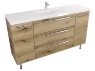 Szafki łazienkowe - Szafka Stojąca Z Umywalką ATHD 140 cm D - Dąb Evoke Coast Mat - Uchwyty Chromowane - miniaturka - grafika 1